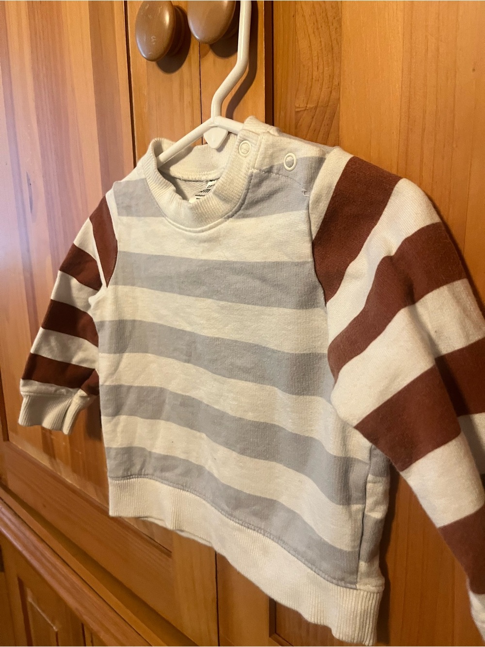 Carter's Striped Pullover Sweatshirt in Cream, Gray & Brown